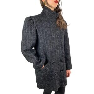 1970's gray pinstripe wool blend coat by MICKI